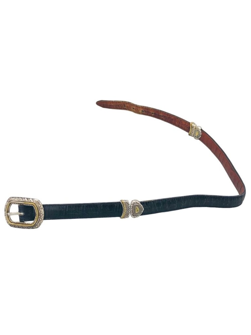 Black brown reversible belt heart 40210 small 28" sides buckle READ